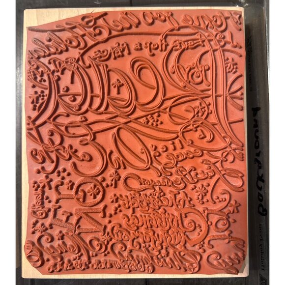 Stampin Up! 2003 Holiday Print Wood Mounted Rubber Stamp Christmas - Picture 3 of 4